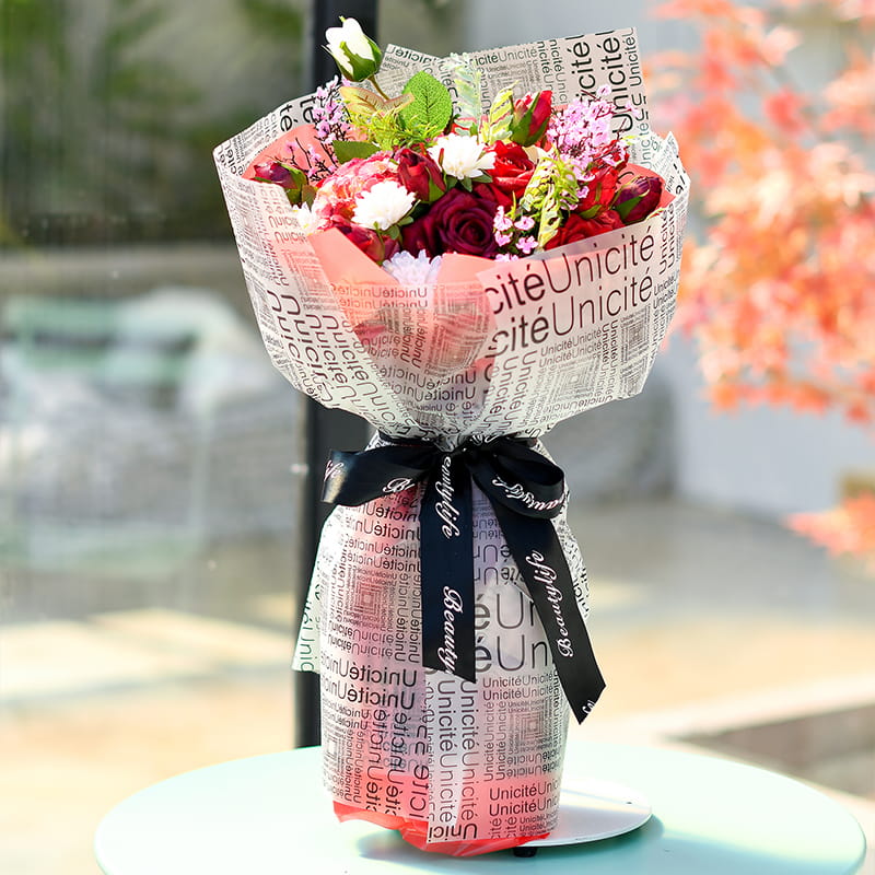 MYHC-12 Monokrom engelsk massagefilm BOPP Transparent Flower Emballage Film