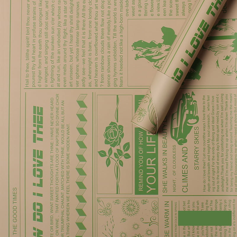 MYHC-21 Retro Avis Style Kohud Blomster Indpakningspapir