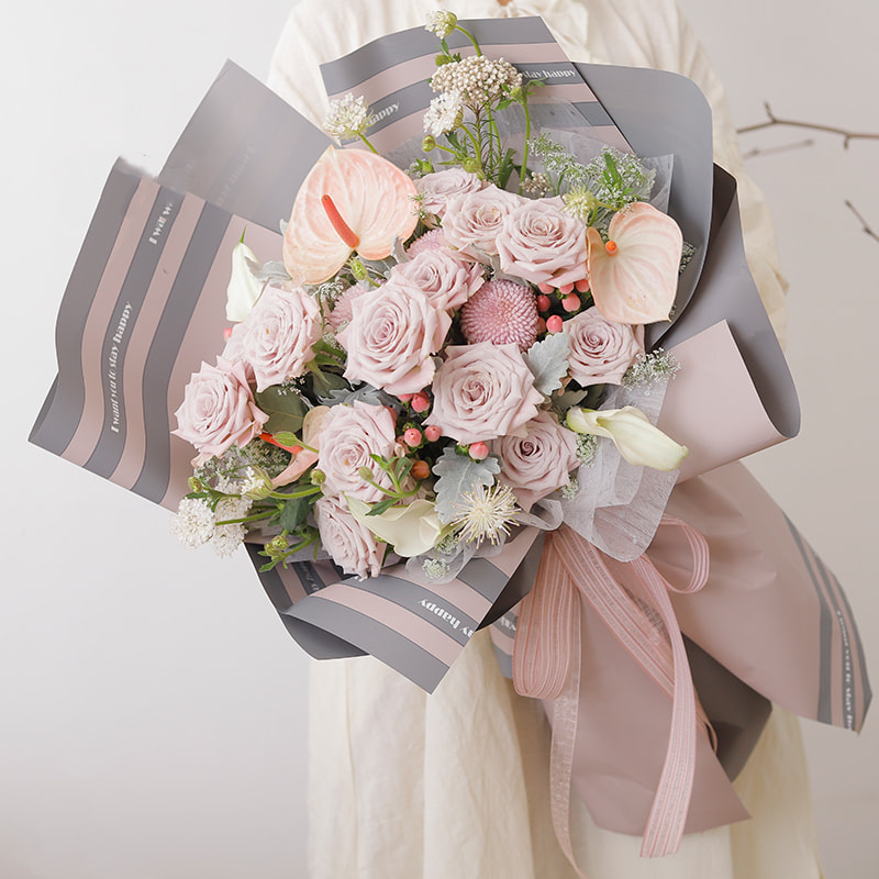 MYHC-22 57×57 cm (±2 cm) enkeltsidet vandret perleskinnende film med blomsterindpakningspapir