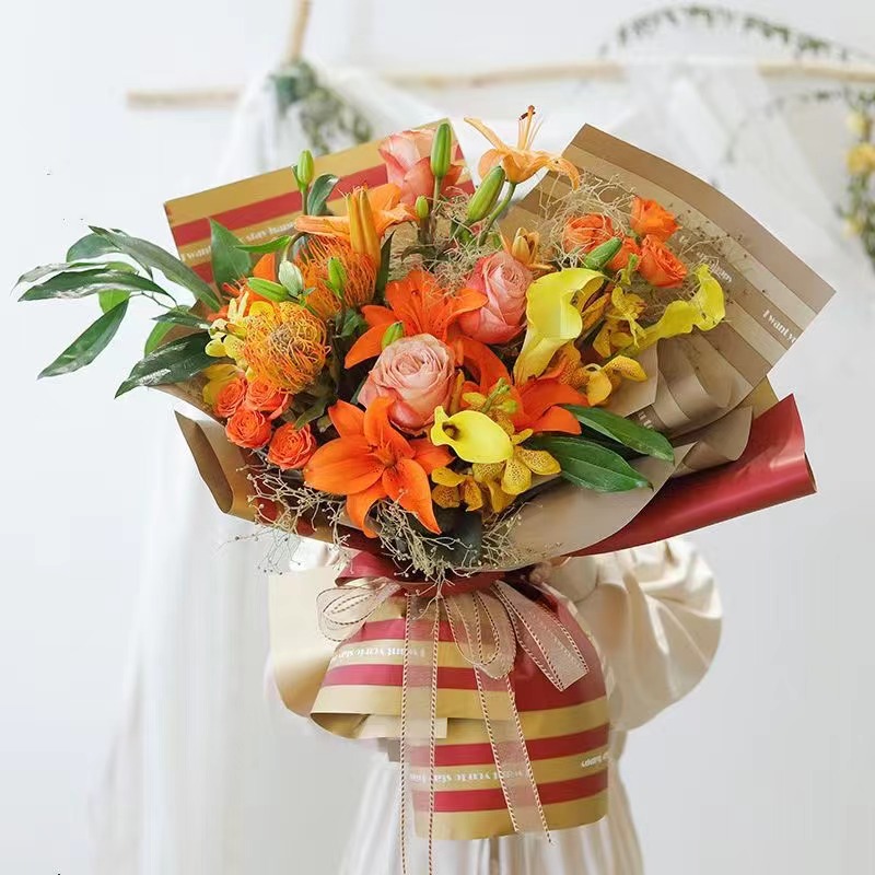 MYHC-22 57×57 cm (±2 cm) enkeltsidet vandret perleskinnende film med blomsterindpakningspapir