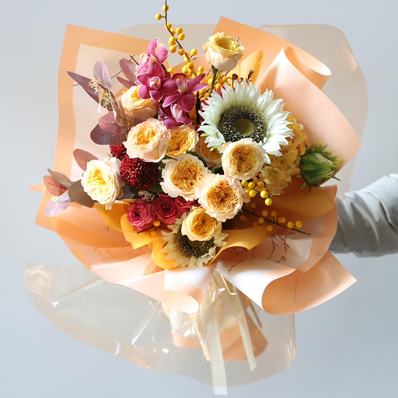 MYHC-42 Simple Style Kontrast Border Bomuld Blomster Indpakningspapir