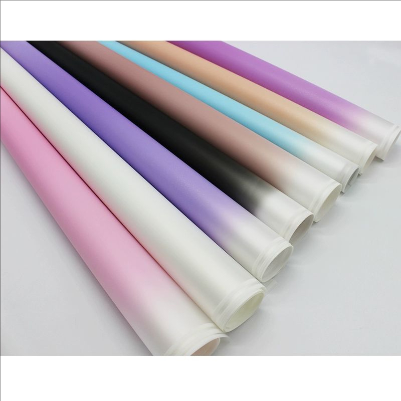 MYHC-54 Enkeltsidet dobbelt hvid linje kant gradient farve plast blomsteremballage film