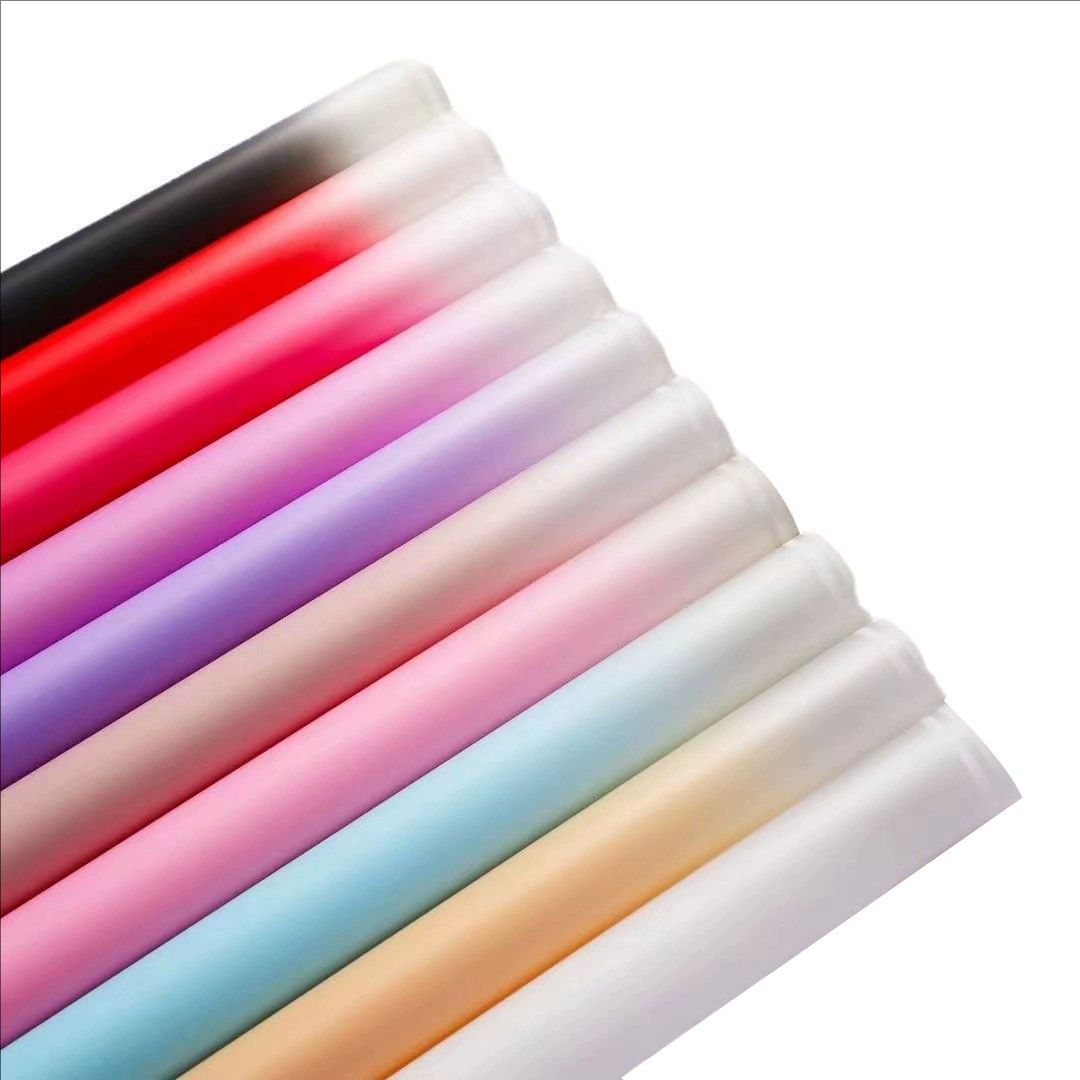 MYHC-54 Enkeltsidet dobbelt hvid linje kant gradient farve plast blomsteremballage film