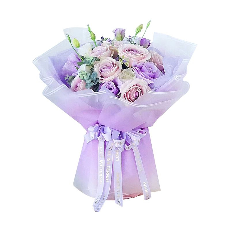 MYHC-54 Enkeltsidet dobbelt hvid linje kant gradient farve plast blomsteremballage film