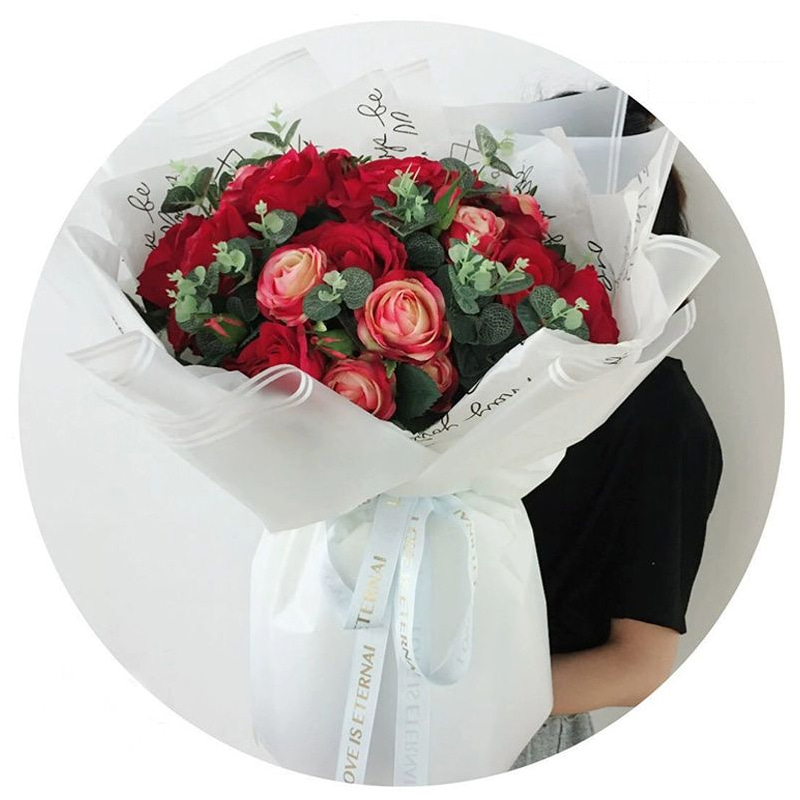 MYHC-54 Enkeltsidet dobbelt hvid linje kant gradient farve plast blomsteremballage film