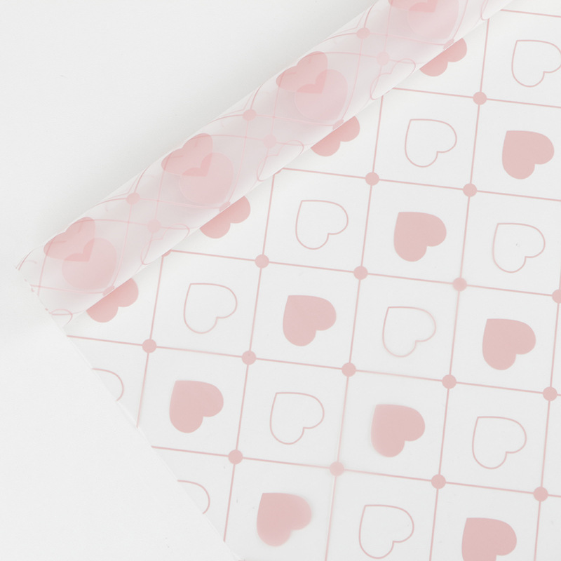 MYHC-60 Monokrom Love Plaid Pattern Transparent Flower Emballage Film