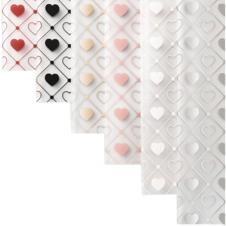 MYHC-60 Monokrom Love Plaid Pattern Transparent Flower Emballage Film