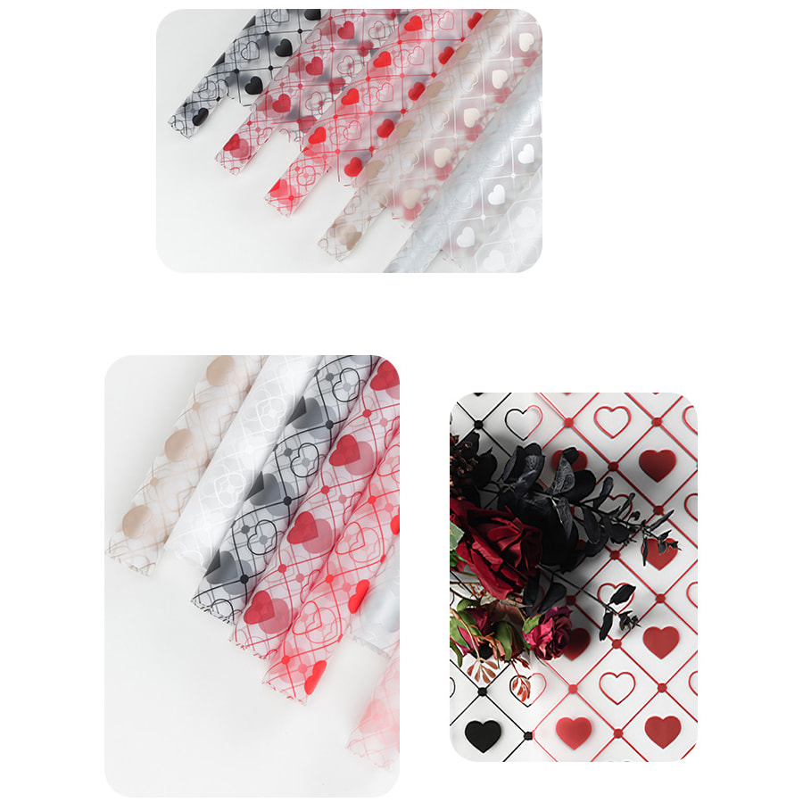 MYHC-60 Monokrom Love Plaid Pattern Transparent Flower Emballage Film