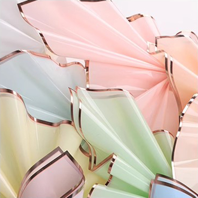 MYHC-72 Solid Color Gold Edge Water Light Film Transparent Flower Emballage Film