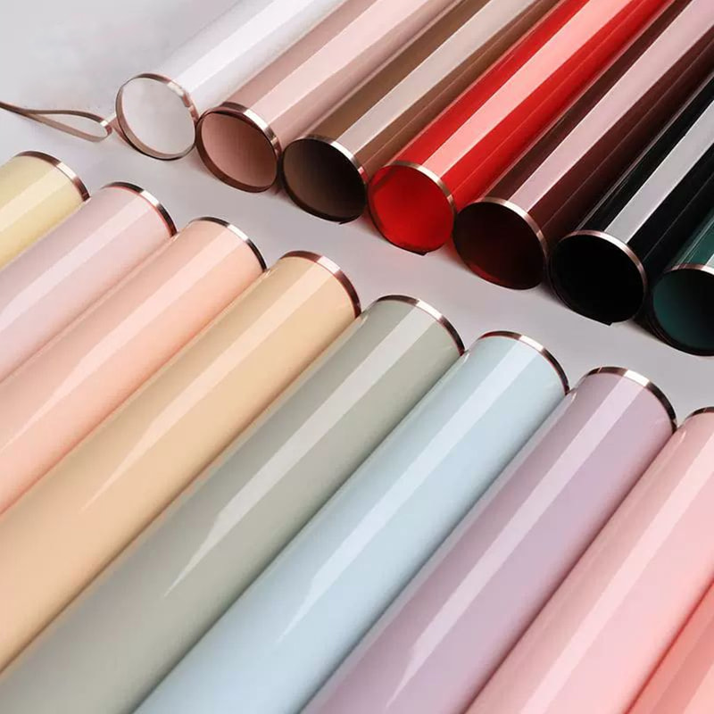 MYHC-72 Solid Color Gold Edge Water Light Film Transparent Flower Emballage Film