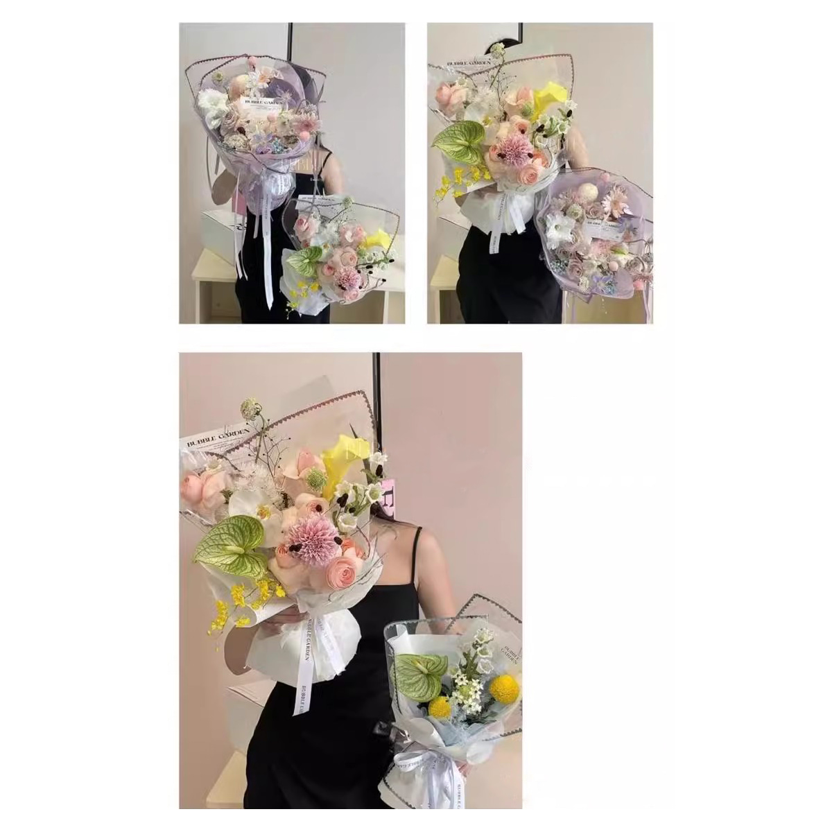 MYHC-73 Lace Glitter Film Opp Transparent Flower Emballage Film
