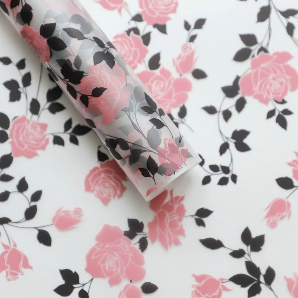 MYHC-79 Rose Print, tofarvet, gennemsigtig blomsteremballagefilm