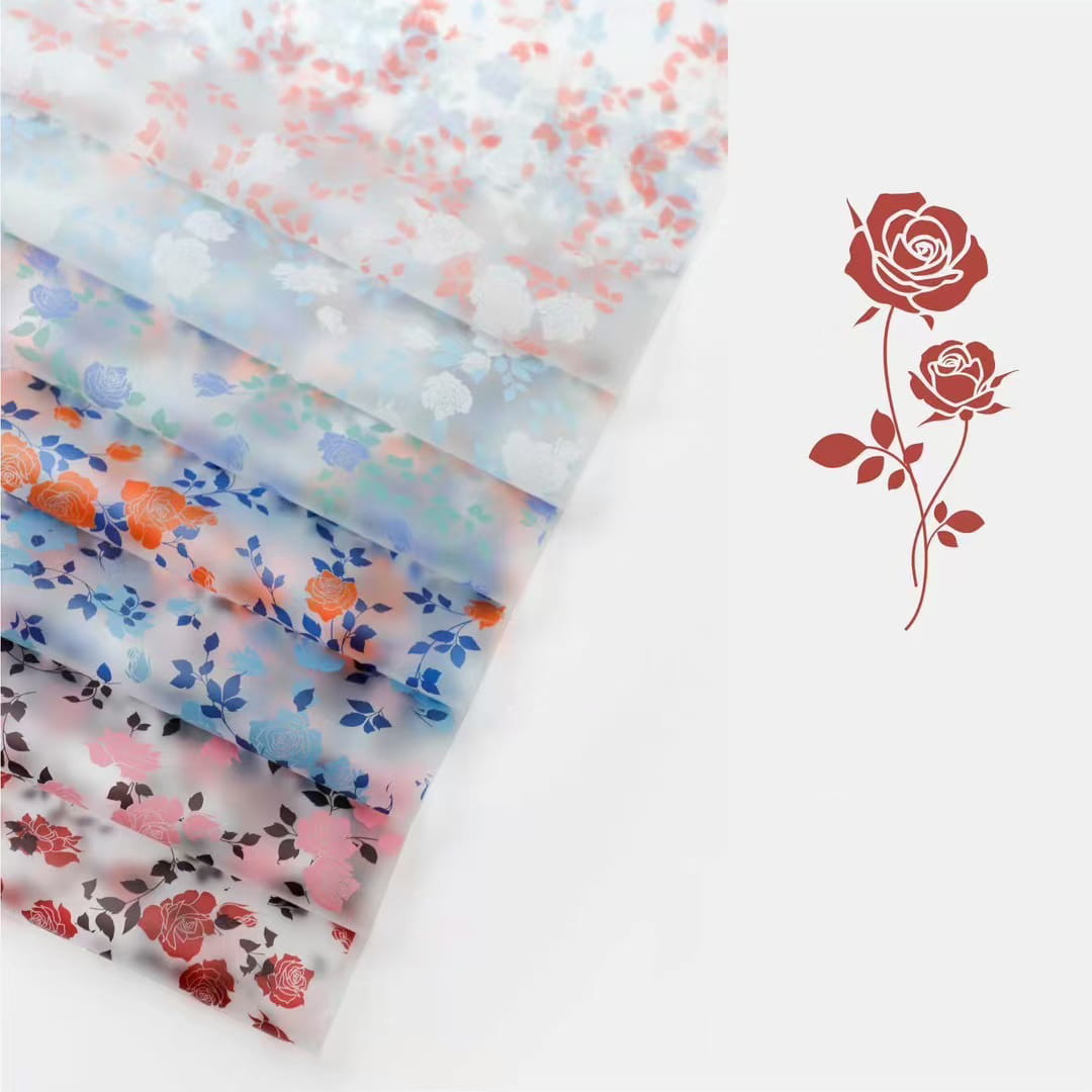MYHC-79 Rose Print, tofarvet, gennemsigtig blomsteremballagefilm