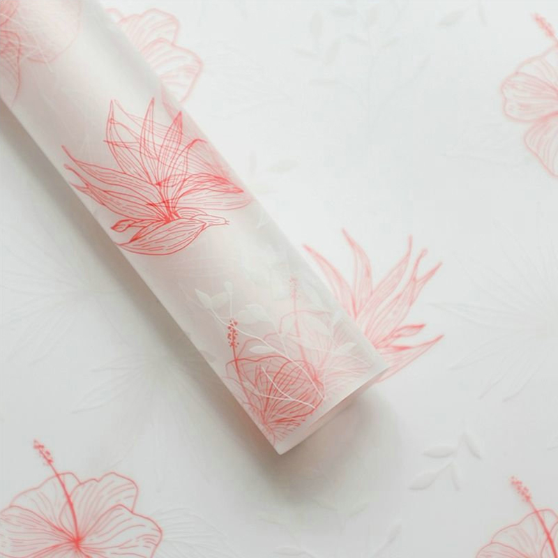 MYHC-80 Simple Plant Lines Transparent Film Blomster Indpakningspapir