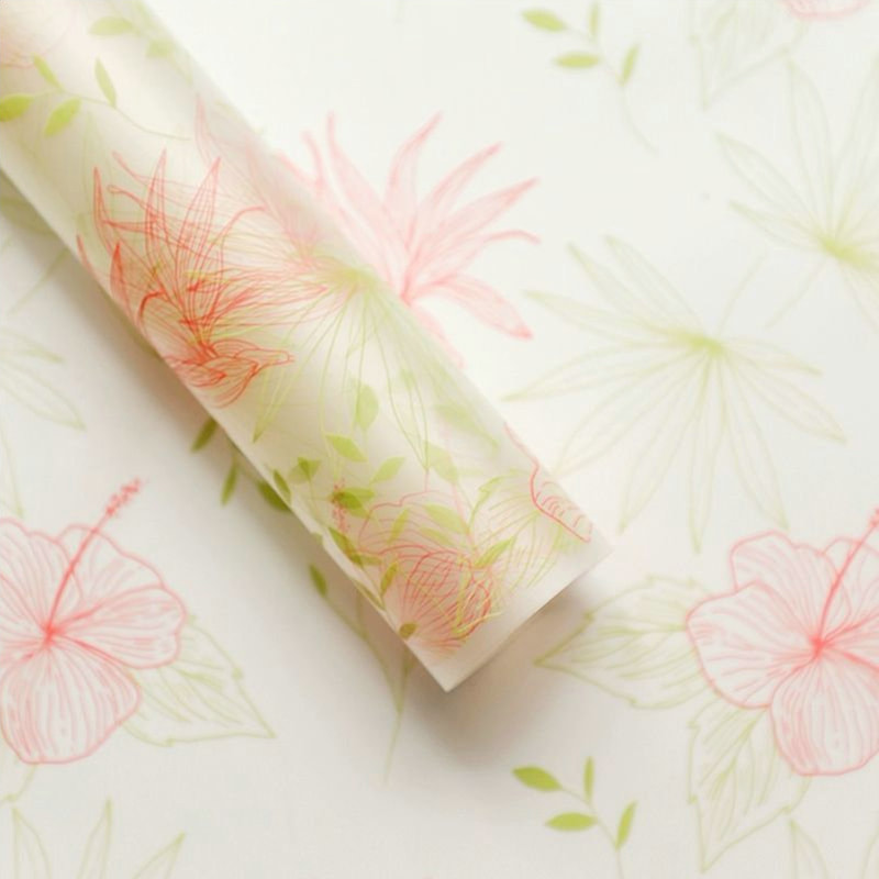 MYHC-80 Simple Plant Lines Transparent Film Blomster Indpakningspapir