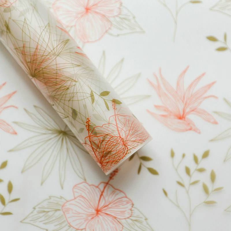 MYHC-80 Simple Plant Lines Transparent Film Blomster Indpakningspapir