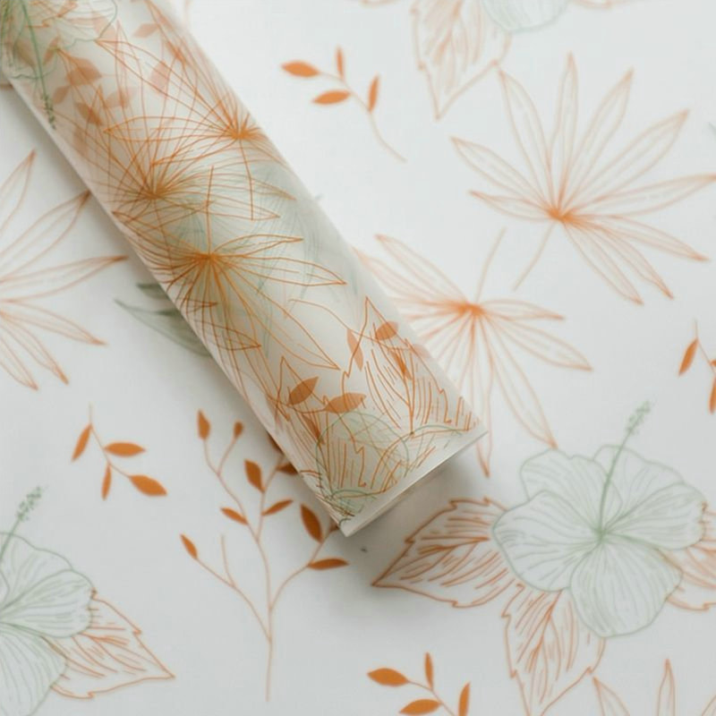 MYHC-80 Simple Plant Lines Transparent Film Blomster Indpakningspapir