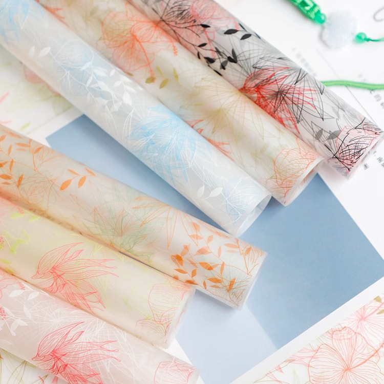 MYHC-80 Simple Plant Lines Transparent Film Blomster Indpakningspapir