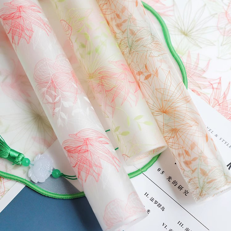 MYHC-80 Simple Plant Lines Transparent Film Blomster Indpakningspapir