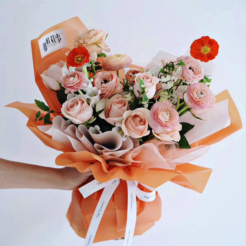Mat ensfarvet gennemsigtigt blomsterindpakningspapir