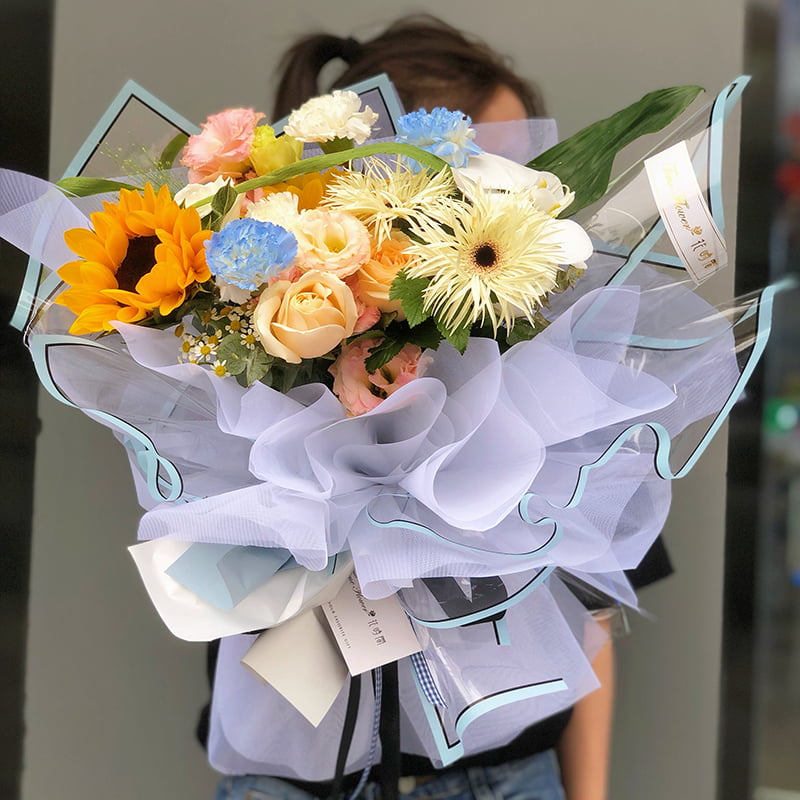 Sølvkantet halvgennemsigtigt sølvion mat vandtæt blomsterindpakningspapir