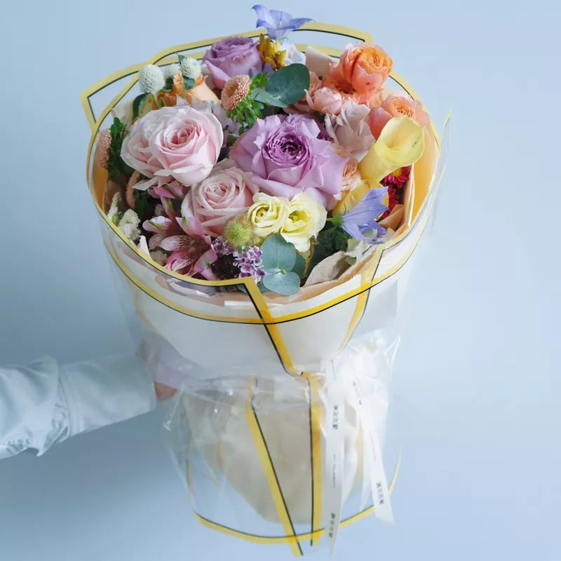 Sølvkantet halvgennemsigtigt sølvion mat vandtæt blomsterindpakningspapir