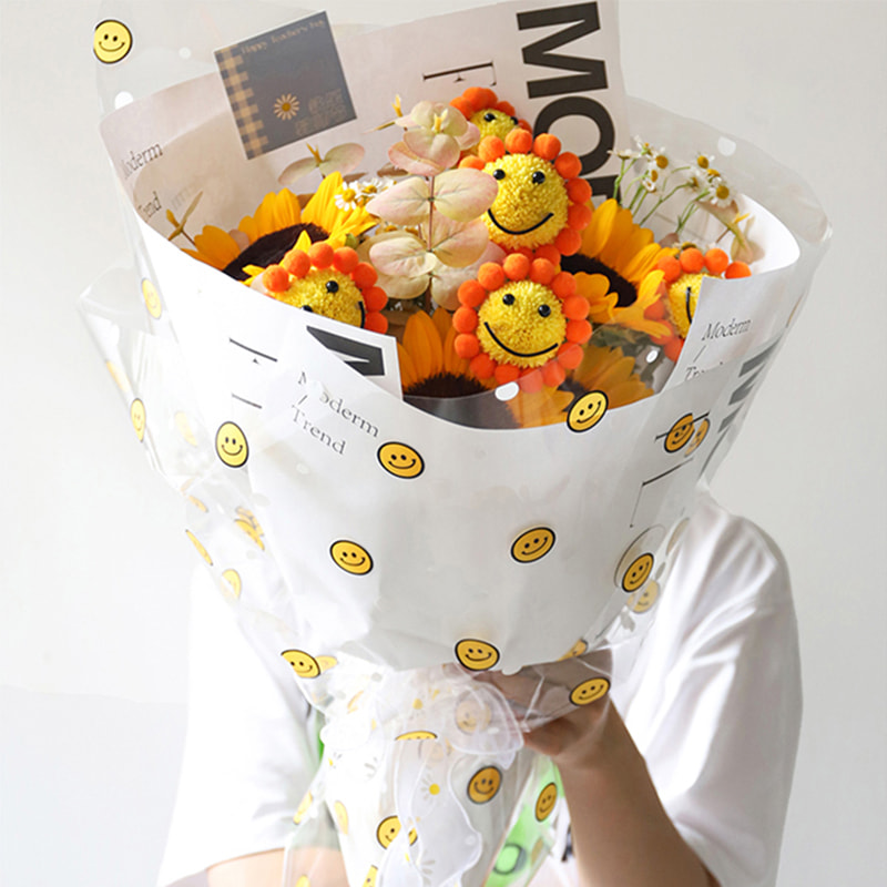 OPP Cellofan Smilende Ansigt Blomster Indpakningspapir