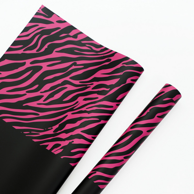 Zebra-print seks-farvet blomster indpakningspapir