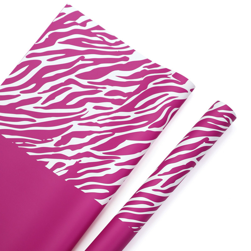 Zebra-print seks-farvet blomster indpakningspapir