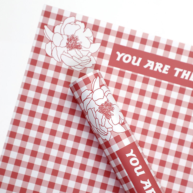 Plaid mønster fjer blomster indpakningspapir