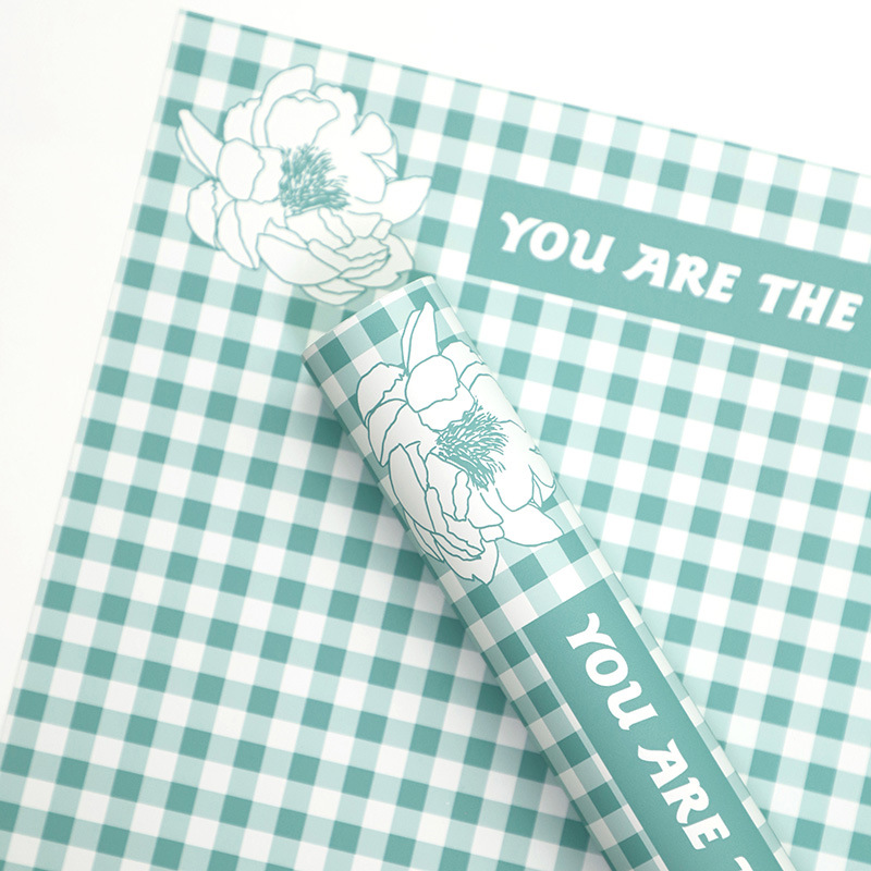 Plaid mønster fjer blomster indpakningspapir