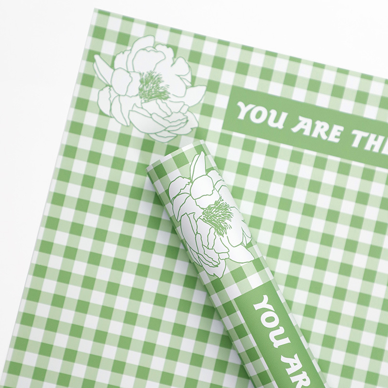 Plaid mønster fjer blomster indpakningspapir