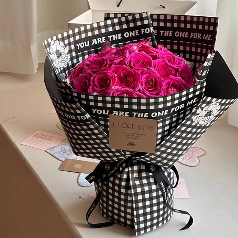 Plaid mønster fjer blomster indpakningspapir