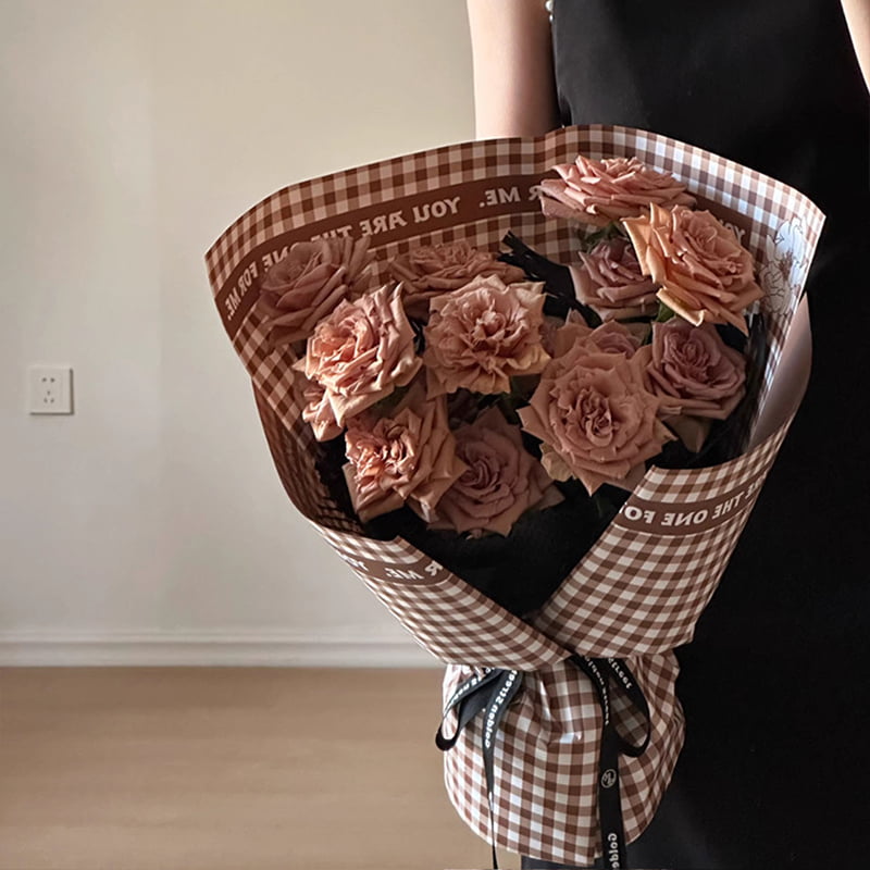 Plaid mønster fjer blomster indpakningspapir