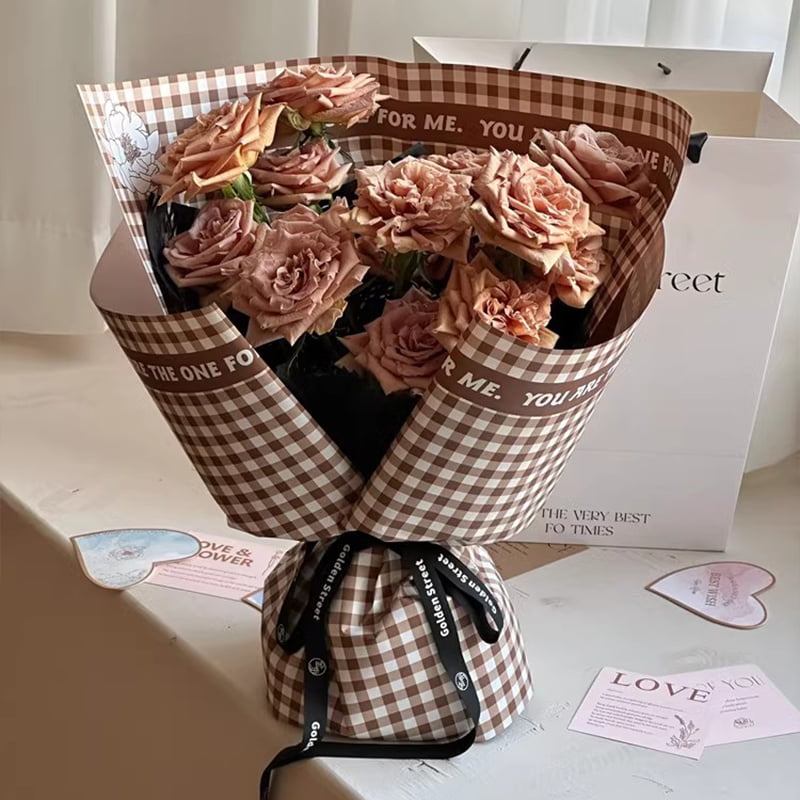 Plaid mønster fjer blomster indpakningspapir