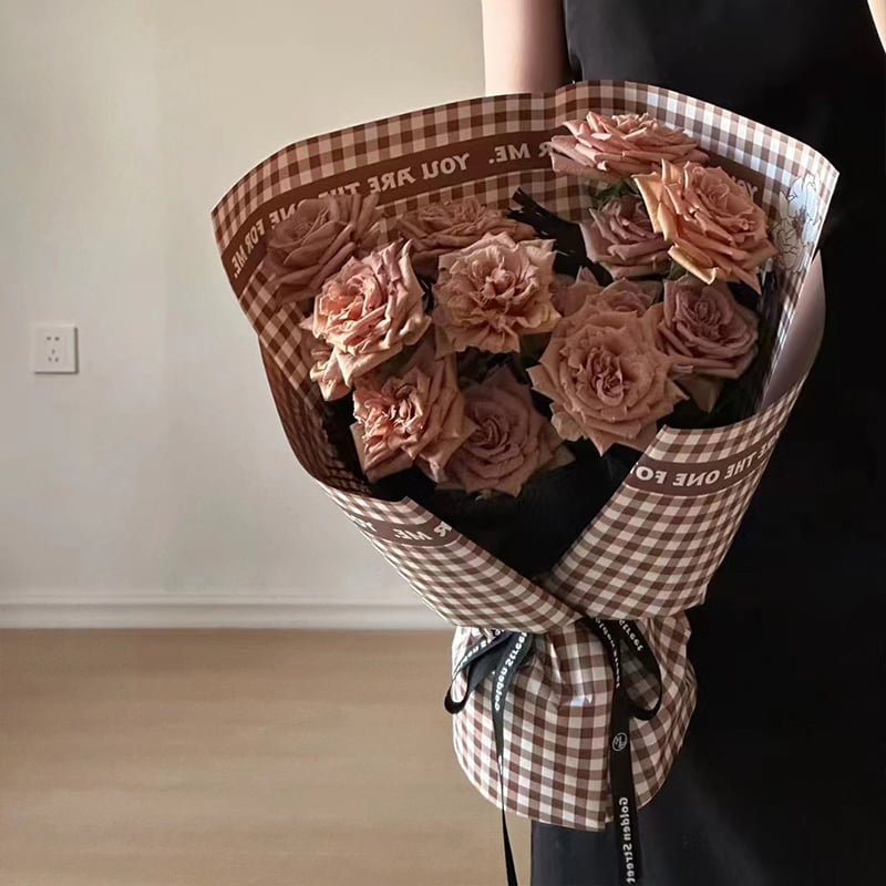 Plaid mønster fjer blomster indpakningspapir