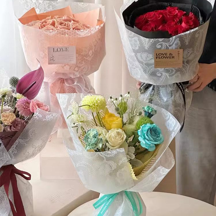 Nuosha blomsterindpakningspapir i forskellige mønstre og stilarter