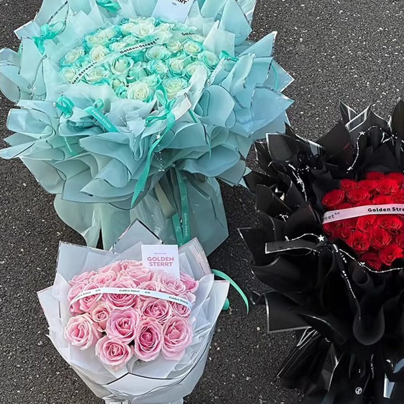 Sølvion vandblank film blomsterindpakningspapir