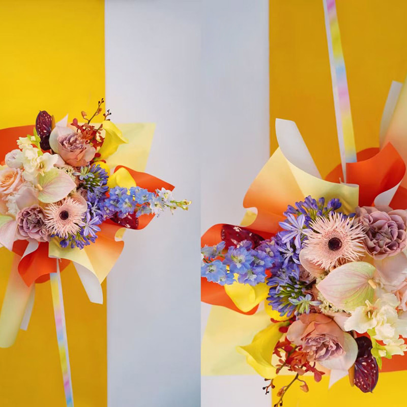 Premium Gradient Blomsterbuket Indpakningspapir