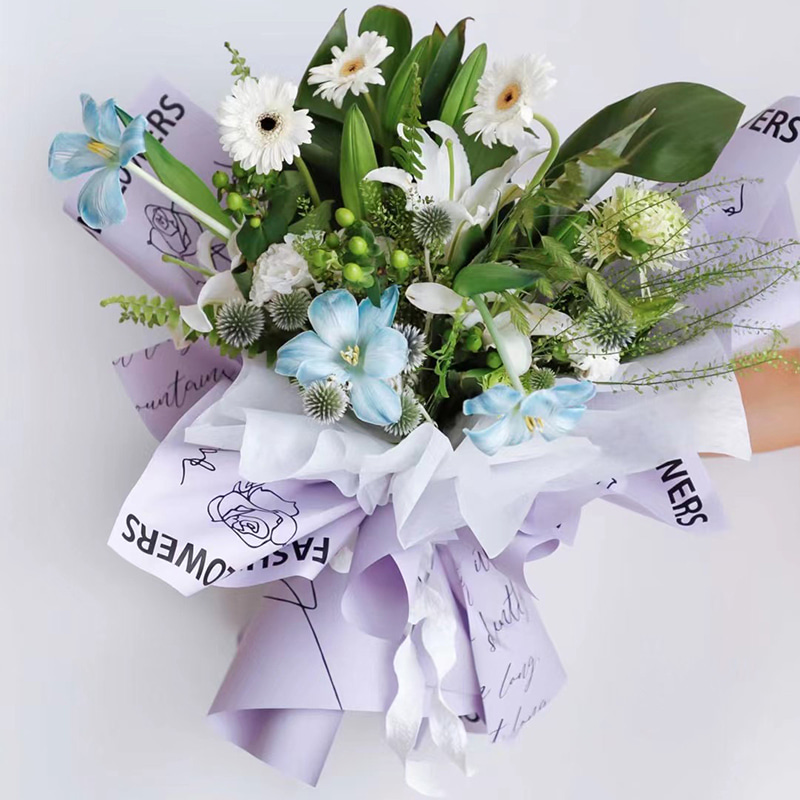 Flower Love-Bouquet indpakningspapir med rosenmønster